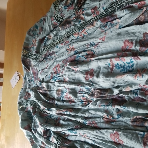 Free People Just The Two Of Us Printed Floral Lace Inset Tunic Dress, S - Picture 15 of 15